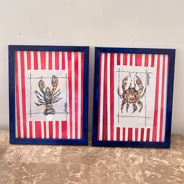 Ocean Eyes - Red Stripes Duo Set of 2 Framed Hand Painted Canvas – Limited Edition