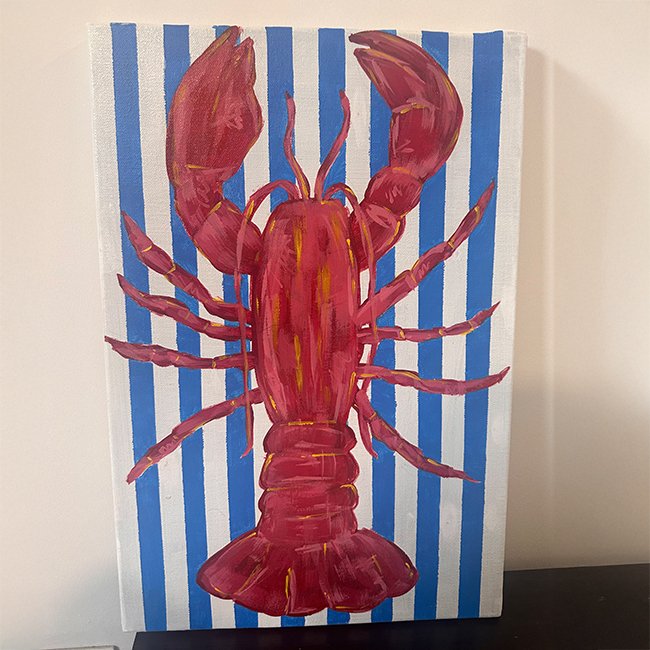 Ocean Eyes - The Pink Lobster Hand Painted Canvas  – Limited Edition